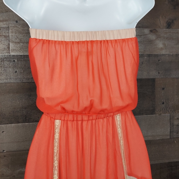 Arden B. Orange and Cream Strapless Maxi Dress - Picture 6 of 12